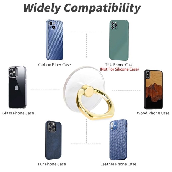 Transparent Ring Holder for Phone Tablet - Gold - Picture 6 of 8